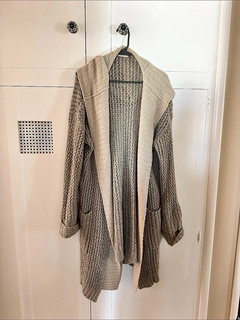Sleeping on Snow Hooded Knit Cardigan in Beige - Petit Medium